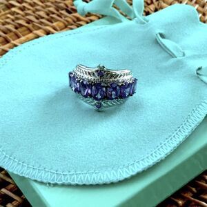 *STS Karis* Purple Seven Stone Cocktail Ring SZ 7